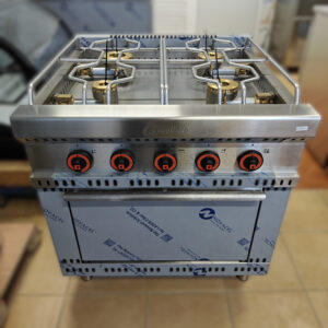 Fogão a gás Minho c/ 4 queimadores e forno a gás, s/ chama piloto (800x800x850mm)