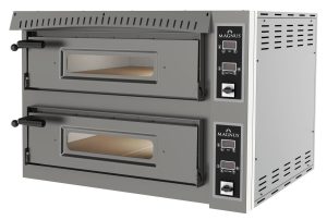 Forno de pizza elétrico com câmara totalmente em tijolo refratário, 2 câmaras 670x1035x135 mm - digital
