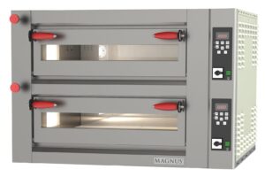 Forno de pizza elétrico com câmara totalmente em tijolo refratário, 2 câmaras 670x1035x150 mm - digital