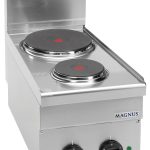 Fogão elétrico com 2 placas redondas (1x Ø145mm + 1x Ø220mm), bancada