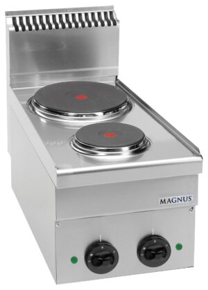 Fogão elétrico com 2 placas redondas (1x Ø145mm + 1x Ø220mm), bancada