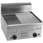 Fry-top a gás duplo, placa mista cromoduro 600x510 mm, bancada
