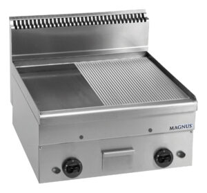 Fry-top a gás duplo, placa mista 600x510 mm, bancada