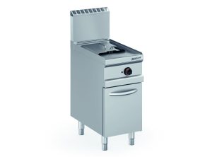Fritadeira de alto rendimento a gás, cuba 14 l em V, móvel