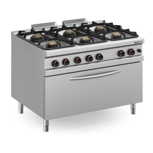 Fogão a gás com 6 queimadores + forno a gás MAXI