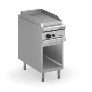 Fry-top a gás, placa canelada 380x720 mm, móvel
