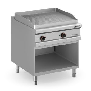 Fry-top duplo elétrico, placa canelada 780x720 mm, móvel