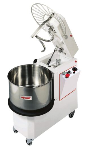 Amassadeira espiral com cabeçal elevável e cuba extraível, 22 l / 18 kg