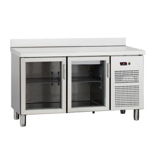 Bancada refrigerada com 2 portas de vidro e fechadura, 255 l