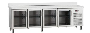 Bancada refrigerada com 4 portas de vidro e fechadura, 535 l