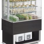 Vitrine com refrigeração ventilada para self-service, 4x GN1/1 - Frontal fechado com vidros basculantes