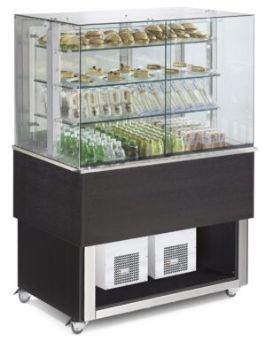 Vitrine com refrigeração ventilada para self-service, 4x GN1/1 - Frontal fechado com vidros deslizantes