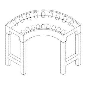 Curvas de rolos 90ºC com pio, LPA 1070x1070x880 mm (Para todos os modelos TR)