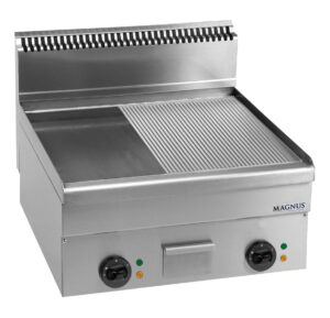 Fry-top elétrico duplo, placa mista cromoduro 600x510 mm, bancada