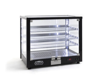 Vitrine quente ventilada de bancada, 3 prateleiras