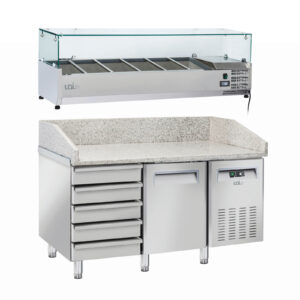 MESA PIZZA (+2º+8ºC) MPR 1500  1 PORTA 5 GAVETAS