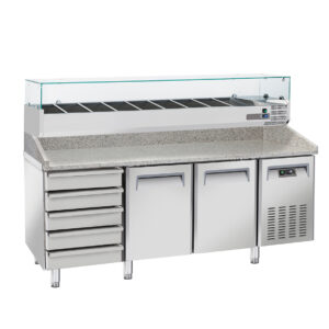 MESA PIZZA (+2º+8ºC) MPR 2025  2 PORTAS 5 GAVETAS