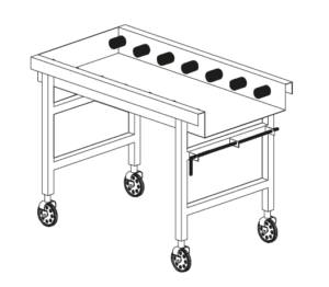 MESA DE ROLOS LC96/2 RODAS 1140x650x860h MODELO RX