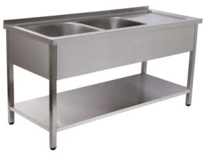 BANCADA LAVAGEM 2 CUB 1400x700x850 INOX DESMONTADA