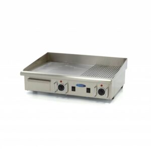Placa de Grelhar - Meio Ranhurado - 73 cm - incl. Bandeja de Gotejamento - 400V