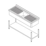 Mesa para Máquina de Lavar Loiça - 120 x 60 cm - com Lava-Loiça e Painel Traseiro - incl. Prateleira de Arrumação
