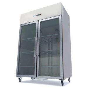 Congelador - 1400 l - 6 Prateleiras Ajustáveis (GN 2/1) - Aço Inoxidável - com Portas de Vidro