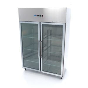 Frigorífico - 1200 l - 6 Prateleiras Ajustáveis (GN 2/1) - Aço Inoxidável - com Porta de Vidro