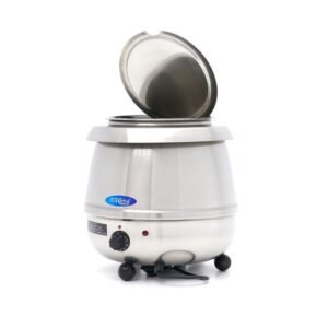 Aquecedor de Sopa – 10 l – Panela Interna Removível – Aço inox – com Encaixe para Concha