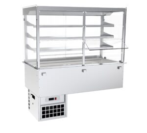 Vitrina Buffet refrigerada recta central com puertas abatibles encastrable 4GN 60Hz