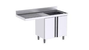Móvel de puertas com lava-loiça L146541I 1400x600 e espaço para máquina de lavar loiça