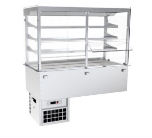 Vitrina Buffet refrigerada recta central com puertas abatibles encastrable GN 3/1