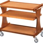 CARRINHO DE MADEIRA 3 NÍVEIS + PRATELEIRA DE PRATOS + GAVETA DE TALHERES - CARBONO (CL2151)