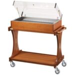 CARRINHO REFRIGERADO EM MADEIRA COM PRATOS EUTÉTICOS + PRATELEIRA + GAVETA PARA TALHERES (CL2785)