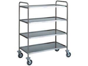 CARRINHO EM AÇO INOX - 4 PRATELEIRAS MOLDADAS (CA1424)