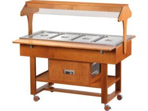 EXPOSITOR REFRIGERADO EM MADEIRA 4xGN1/1 - NOGUEIRA (ELR2825)