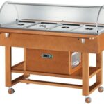 EXPOSITOR REFRIGERADO EM MADEIRA 4xGN1/1 CÚPULA REDONDA - NOGUEIRA (ELR2827)