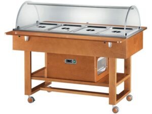 EXPOSITOR REFRIGERADO EM MADEIRA 4xGN1/1 CÚPULA REDONDA - BRANCO (ELR2827)