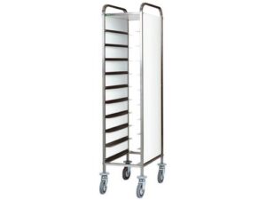 CARRINHO DE BANDEJAS EM AÇO INOX - PAINEL BRANCO - 10 BANDEJAS (CA1450P)