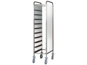 CARRINHO DE BANDEJAS EM AÇO INOX - PAINEL EM AÇO INOX - 10 BANDEJAS (CA1450PI)