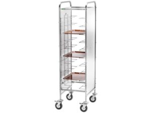 CARRINHO PORTA BANDEJAS EM AÇO INOX - PAINEL EM AÇO INOX - 10 BANDEJAS (CA1455PI)