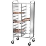 CARRINHO DE BANDEJAS REFORÇADO EM AÇO INOX - PAINEL EM AÇO INOX - 20 BANDEJAS (CA1461RPI)