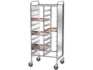 CARRINHO DE BANDEJAS REFORÇADO EM AÇO INOX - PAINEL EM AÇO INOX - 20 BANDEJAS (CA1461RPI)