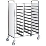CARRINHO DE BANDEJAS EM AÇO INOX - PAINEL BRANCO - 30 BANDEJAS (CA1470P)