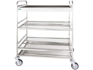 CARRINHO DE DRENAGEM DE PRATO/VIDRO EM AÇO INOX - 2 PRATELEIRAS (CA1400)