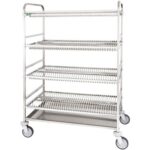 CARRINHO DE ESGOTO DE PRATO INOX - 4 PRATELEIRAS (CA1401)