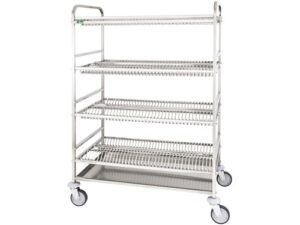 CARRINHO DE ESGOTO DE PRATO INOX - 4 PRATELEIRAS (CA1401)