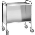 CARRINHO EM AÇO INOX PARA RECOLHA DE PRATOS/BANDEJAS COM PRATELEIRA SUPERIOR - 200 PRATOS (CP1441C)