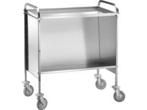 CARRINHO EM AÇO INOX PARA RECOLHA DE PRATOS/BANDEJAS COM PRATELEIRA SUPERIOR - 200 PRATOS (CP1441C)