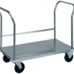 CARRINHO EM AÇO INOX PARA TRANSPORTE PESADO - PLATAFORMA BAIXA - PUXADOR DUPLO (CPB1472)