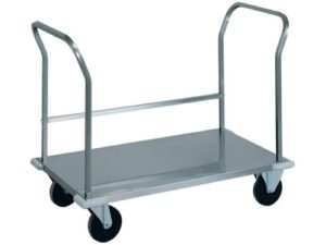 CARRINHO EM AÇO INOX PARA TRANSPORTE PESADO - PLATAFORMA BAIXA - PUXADOR DUPLO (CPB1472)